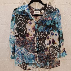 Floral Animal Print Blouse